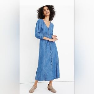 Madewell Pieced Waist Denim Chambray Dress Size 10